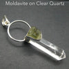 Raw Moldavite Nugget Pendant On Clear Quartz Point | 925 Sterling Silver | Genuine Gems from Crystal Heart Melbourne Australia since 1986 