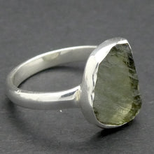 Load image into Gallery viewer, Raw Moldavite Ring | 925 Silver | Bezel Set | Open back | US Size 6 | Aus L | Chechya | Heart Transformation | Crystal Heart Melbourne Australia since 1986