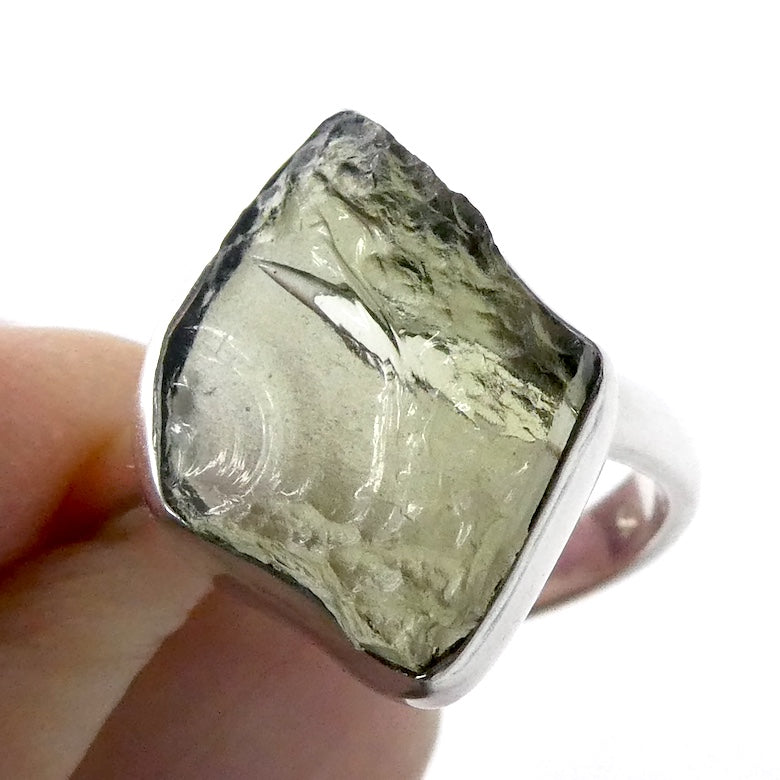 Raw Moldavite Ring | 925 Silver | Bezel Set | Open back | US Size 6 | Aus L | Chechya | Heart Transformation | Crystal Heart Melbourne Australia since 1986