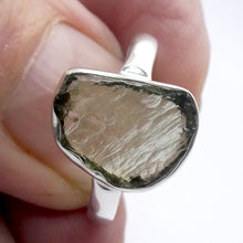 Load image into Gallery viewer, Raw Moldavite Ring | 925 Silver | Bezel Set | Open back | US Size 6 | Aus L | Chechya | Heart Transformation | Crystal Heart Melbourne Australia since 1986