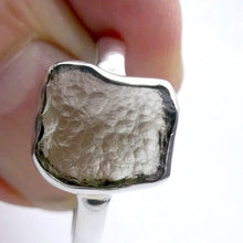 Load image into Gallery viewer, Raw Moldavite Ring | 925 Silver | Bezel Set | Open back | US Size 7.5 | Aus M1/2 | Chechya | Heart Transformation | Crystal Heart Melbourne Australia since 1986