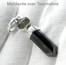 Load image into Gallery viewer, Moldavite Black Tourmaline Pendant | 925 Sterling Silver | Empower Physical | Intense Transformation | Genuine Gems from Crystal Heart Melbourne Australia 1986 