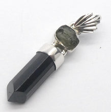 Load image into Gallery viewer, Moldadvite Nugget over Black Tourmaline Crystal, 925 Sterling Silver