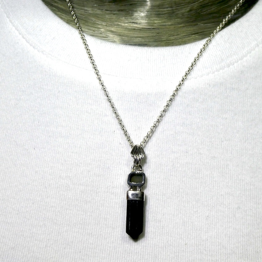 Moldavite Black Tourmaline Pendant | 925 Sterling Silver | Empower Physical | Intense Transformation | Genuine Gems from Crystal Heart Melbourne Australia 1986 