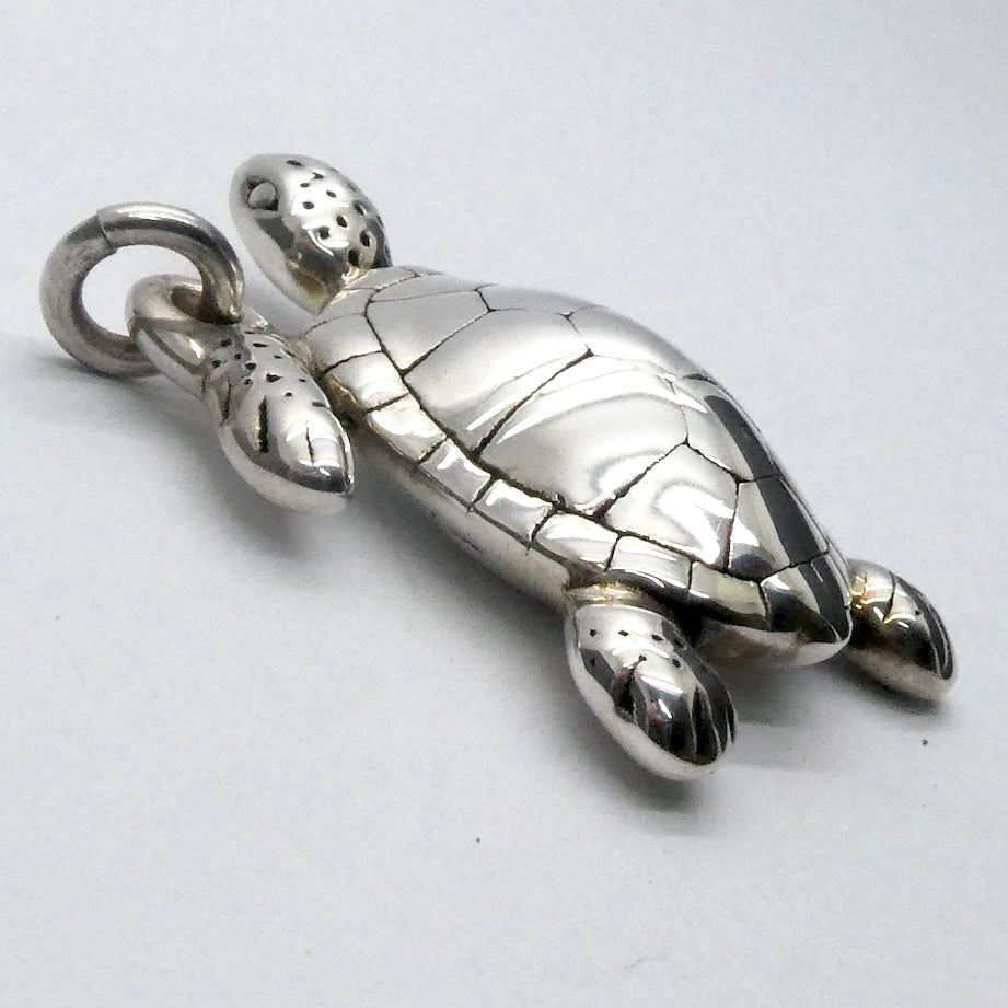 Loggerhead Turtle Pendant | 925 Sterling Silver | Large Electroformed | Strong but ;ight weight | Crystal Heart Melbourne Australia since 1986