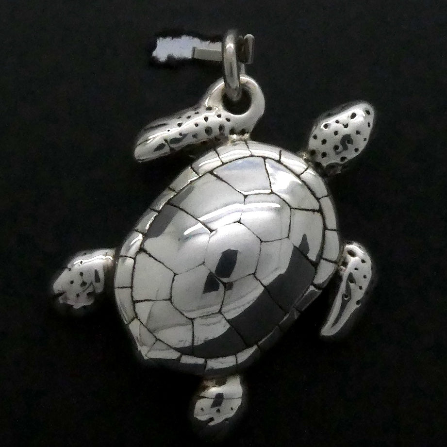 Loggerhead Turtle Pendant | 925 Sterling Silver | Large Electroformed | Strong but ;ight weight | Crystal Heart Melbourne Australia since 1986