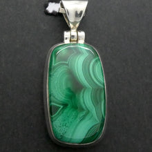 Load image into Gallery viewer, Malachite Pendant | 925 Silver | Strong Bezel Setting | Shaped &amp; Hinged Bail | Congo | Fine Markings | Genuine Gems, Crystal Heart Melbourne Australia est 1986