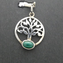 Load image into Gallery viewer, Malachite Pendant | 925 Silver | Small Cabochon in Silver Tree | Female Power | Detox Nature |  Genuine Gems from Crystal Heart Melbourne Australia est 1986