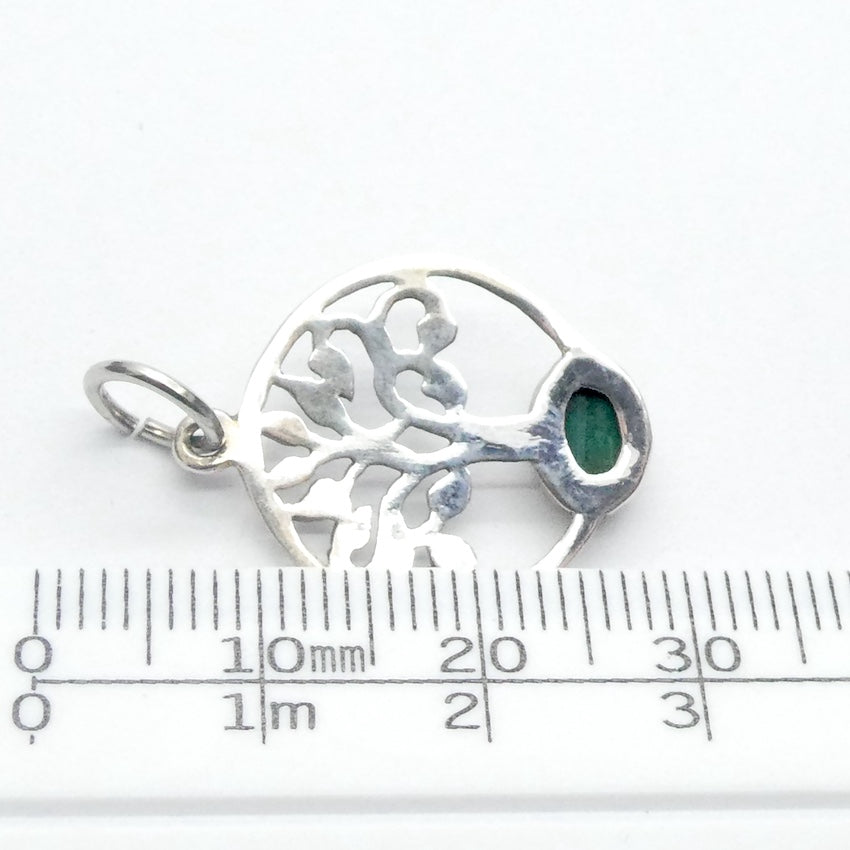 Malachite Pendant | 925 Silver | Small Cabochon in Silver Tree | Female Power | Detox Nature |  Genuine Gems from Crystal Heart Melbourne Australia est 1986