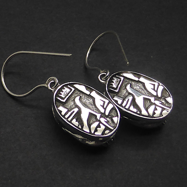 Ancient Egyptian Scarab Earrings | 925 Sterling Silver | Beautifully made representation of the Ancient Egyptian Scarab Beetle | Very Authentic looking | Sacred to the Sun God Ra | Crystal Heart Melbourne Australia since 1986 B.C.