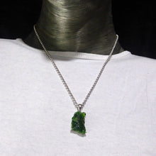 Load image into Gallery viewer, Chrome Diopside Raw Nugget Pendant | 925 Sterling Silver | Open Back | Vivid Green Translucent Gemstone | High Vibration Powerful Heart Healing &amp; Transformation  | Genuine Gems from Crystal Heart Melbourne Australia since 1986