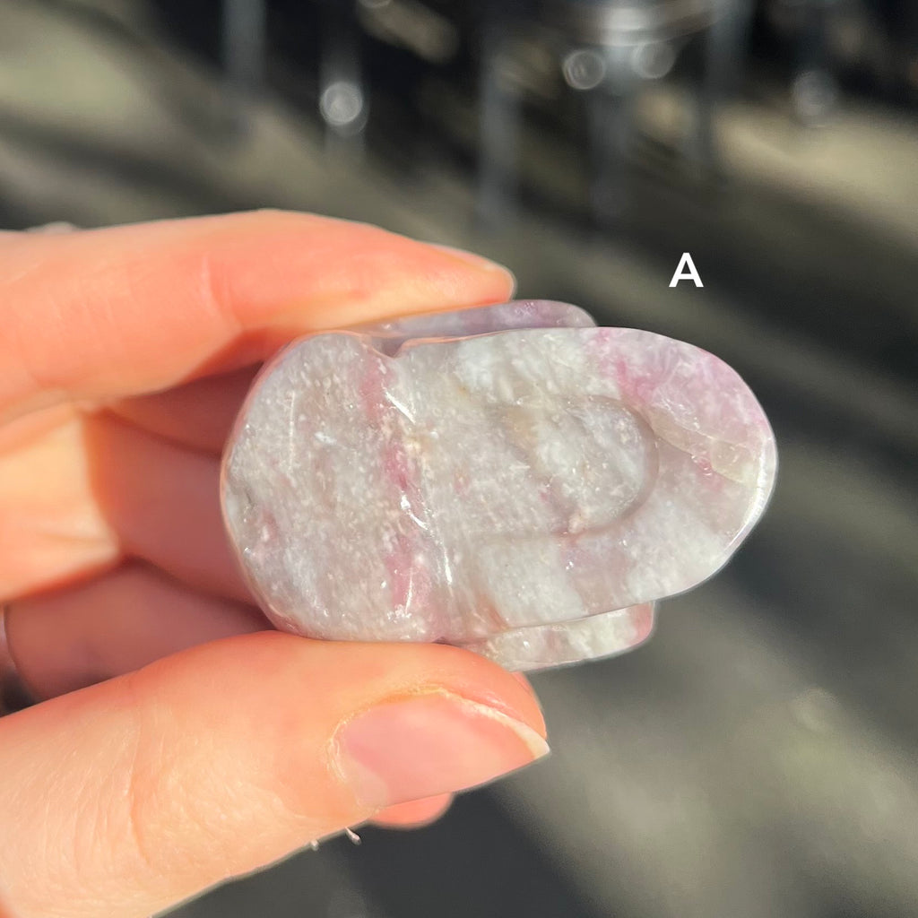 Lepidolite Skull Carving | Stone of the Spiritual Warrior | Turn stress into power | Genuine Gems from Crystal Heart Melbourne Australia since 1986