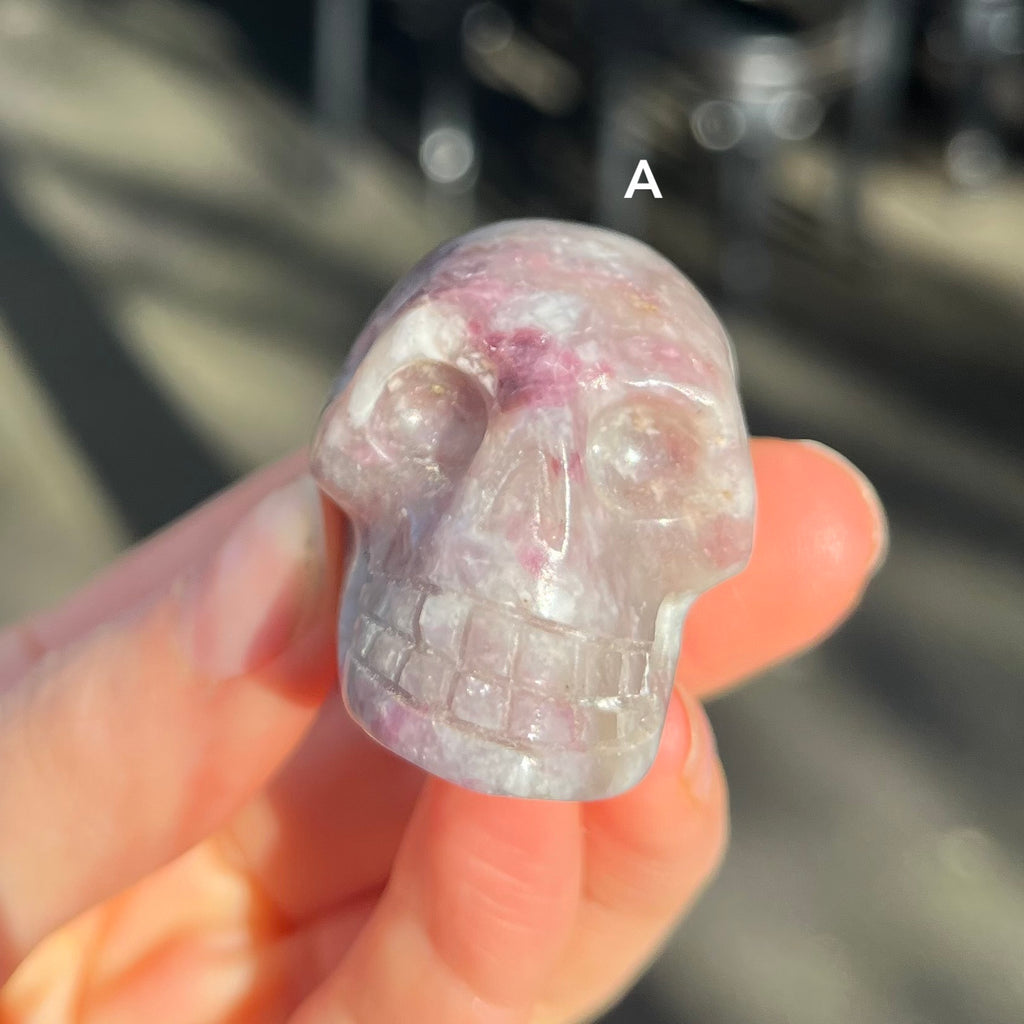 Lepidolite Skull Carving | Stone of the Spiritual Warrior | Turn stress into power | Genuine Gems from Crystal Heart Melbourne Australia since 1986