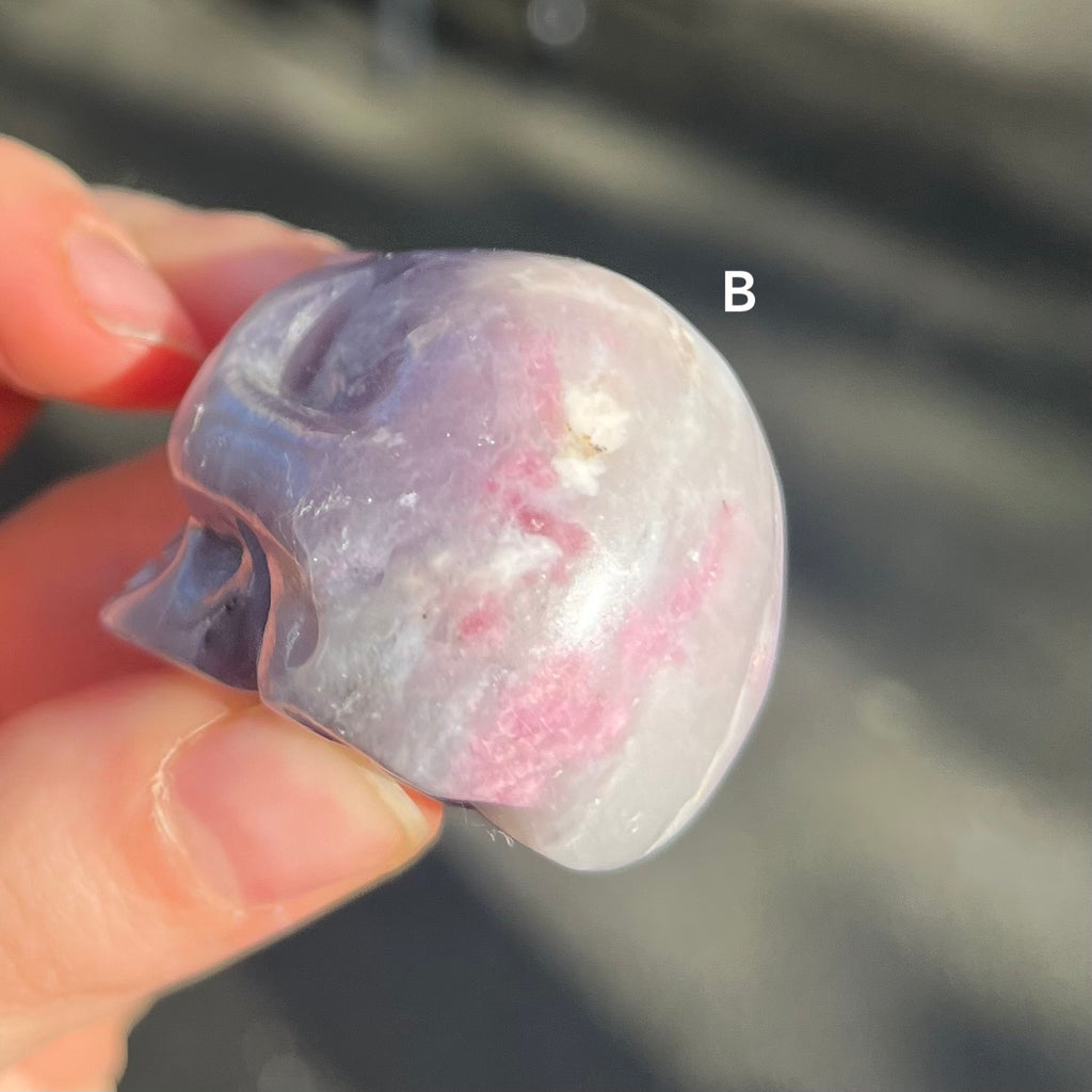 Lepidolite Skull Carving | Stone of the Spiritual Warrior | Turn stress into power | Genuine Gems from Crystal Heart Melbourne Australia since 1986