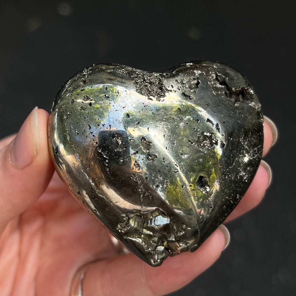 Iron Pyrites Heart Carving | Natural perfect specimen | AKA Fool's gold | Protection | Practical Intuition | Leo | Crystal Heart Australia 1986
