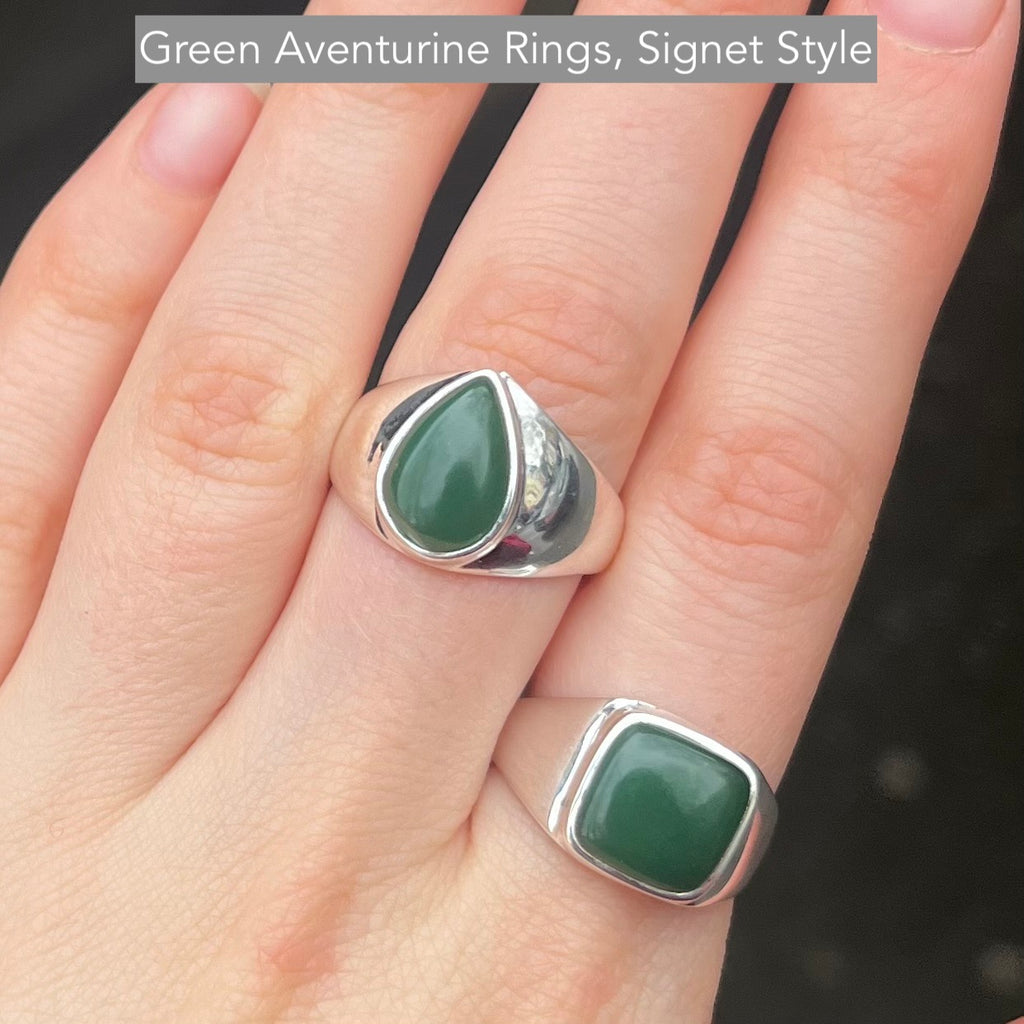 Oval Cabochon of Green Aventurine | Ring | US Size 7, 10 | AUS Size N1.2  | Good quality Sterling Silver setting | Known as The  'All Round Healer' | Plexus and Physical Heart |  more natural breathing and all the health benefits accruing from that | Genuine Gems from Crystal Heart Melbourne Australia since 1986