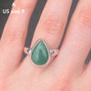 Teardrop Cabochon of Green Aventurine | Ring | US Size 7, 10 | AUS Size N1.2  | Good quality Sterling Silver setting | Known as The  'All Round Healer' | Plexus and Physical Heart |  more natural breathing and all the health benefits accruing from that | Genuine Gems from Crystal Heart Melbourne Australia since 1986