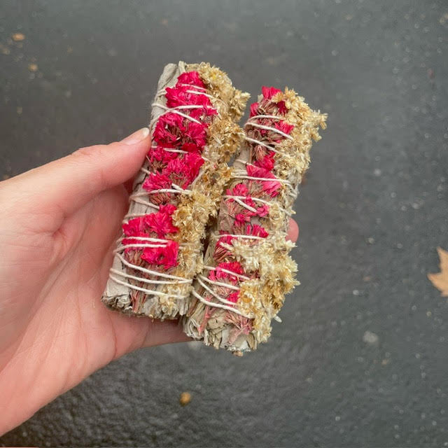 White Sage & Flower Smudge Stick