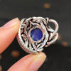 Genuine Lapis Lazuli Cabochon Ring | Wrapped in Tantric Twining of Paired Snakes | 925 Sterling Silver | Intuition Stone | Large sizes | Crystal Heart since 1986