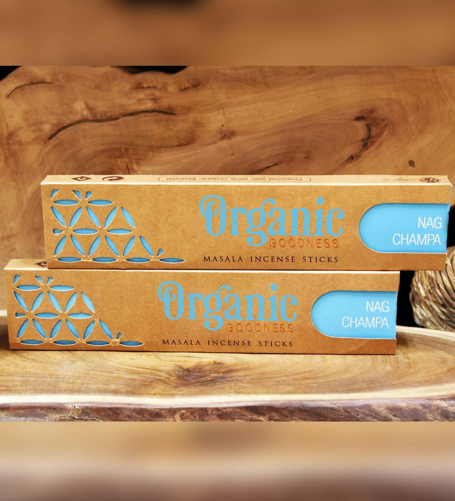 Organic Masala Incense Sticks - Nag Champa | Handmade | Non toxic | No child labour | Recycled & environmentally friendly | Beautifully Smelling Incense | Satya Sai Baba | Crystal Heart Since 1986 | 