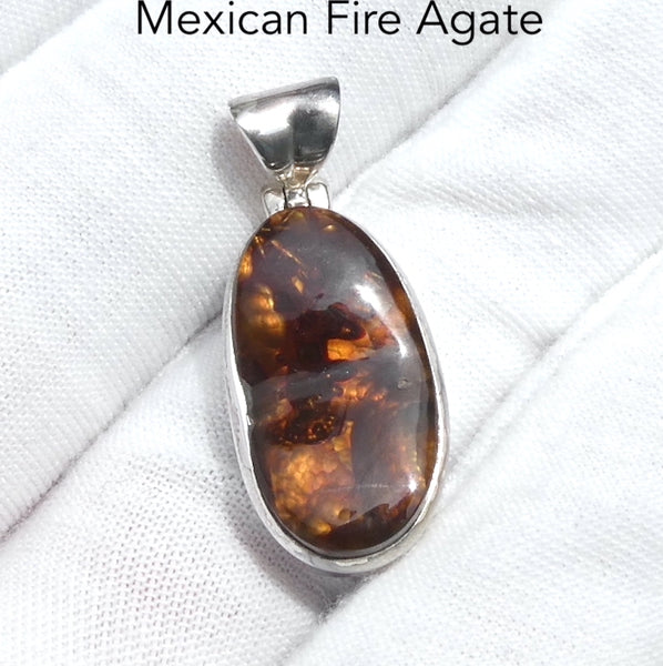 Mexican Fire Agate, Citrine Pendant 1 5/8