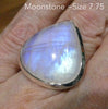 Natural Rainbow Moonstone Ring | Large Teardrop Cabochon | Good Transparency with Blue Flashes | US Size 7.75  | Aus Size P | 925 Sterling Silver |  Cancer Libra Scorpio Stone | Genuine Gems from Crystal Heart Melbourne Australia 1986