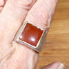 Carnelian Ring | Square Cabochon | Mens Signet Style | 925 Sterling Silver | Wood Grain Detailing | US Size 11  or 12 | Simple Strong Setting | Consistent Color | Creativity Focus | Cancer Leo Taurus | Genuine Gems from Crystal Heart Australia since 1986