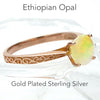 Ethiopian Opal Gemstone Ring | Faceted Round Diamond Cut  | Lively Display of Colours | Rose Gold Plated 925 Sterling Silver | Vermeil | US Size 6,7,8 or 9 | Genuine Gemstones from  Crystal Heart Australia since 1986