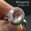 Morganite Ring | Large Faceted Oval | Pink Beryl | Good Color &Translucency | 925 Sterling Silver | Besel Set | Comfy Curved Bezel | US Size 7.5 | AUS Size P | Divine Love | Libra Stone | Genuine Gems from Crystal Heart Melbourne Australia since 1986