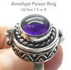 Amethyst Ring | Poison Ring with Secret Compartment | 925 Sterling Silver | Ornate Silver Antique look | US Size 7 | AUS Size N1/2 | Us Size 8 | Cancer Libra Scorpio | Genuine Gems from Crystal Heart Melbourne Australia since 1986