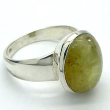 Load image into Gallery viewer, Cat&#39;s Eye Chrysoberyl Ring | Bright Yellow with hint of Green  | 925 Sterling Silver | Simple well made setting | Bezel Set | Open Back | US Size 9.75 | AUD Size V | Energise | Protect | Focus Thought | Positive | Genuine Gems from Crystal Heart Melbourne Australia since 1986