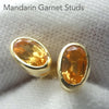 Genuine Mandarin Garnet Stud Earrings | Dainty Faceted Ovals | Gold Plate on 925 Sterling Silver | Vermeil | Prosperity, Creativity & Joy | Genuine Gems from Crystal Heart Melbourne Australia since 1986