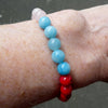 Cancer Astrology Zodiac Stretch Bracelet | 8mm Beads | Amazonite | Blue Chalcedony | Moonstone | Red Coral | Rose Quartz |  Fair Trade Semi Precious Gemstone Bracelets | Genuine Gemstones from Crystal Heart Melbourne Australia since 1986