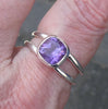 Amethyst Ring | Faceted Square Stone | Double Band | 925 Sterling Silver  | US Size 10 | AUS Size T1/2 | Genuine Gems from Crystal Heart Australia since 1986