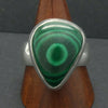 Malachite Ring | Teardrop Cabochon | Strong Bezel Setting |  Open Backed | Wide Band | 925 Sterling Silver |  US Size 7  | AUS Size N1/2 | Detox, Feminine Power, Healing Nature | Capricorn Scorpio | Genuine Gems from Crystal Heart Melbourne Australia since 1986