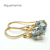 Aquamarine Earrings | Faceted Ovals | Dainty claw set | 18 kt Gold Plated 925 Sterling Silver | Vermeil |  Emotional uplifts calm and strength | Genuine Gemstones from Crystal Heart Melbourne Australia since 1986