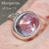 Morganite Ring Teardrop Cabochon | Pink Beryl | Good Color &Translucency | 925 Sterling Silver | Besel Set | Comfy Curved Bezel | US Size 7.5 | AUS Size O1/2 | Divine Love | Libra Stone | Genuine Gems from Crystal Heart Melbourne Australia since 1986