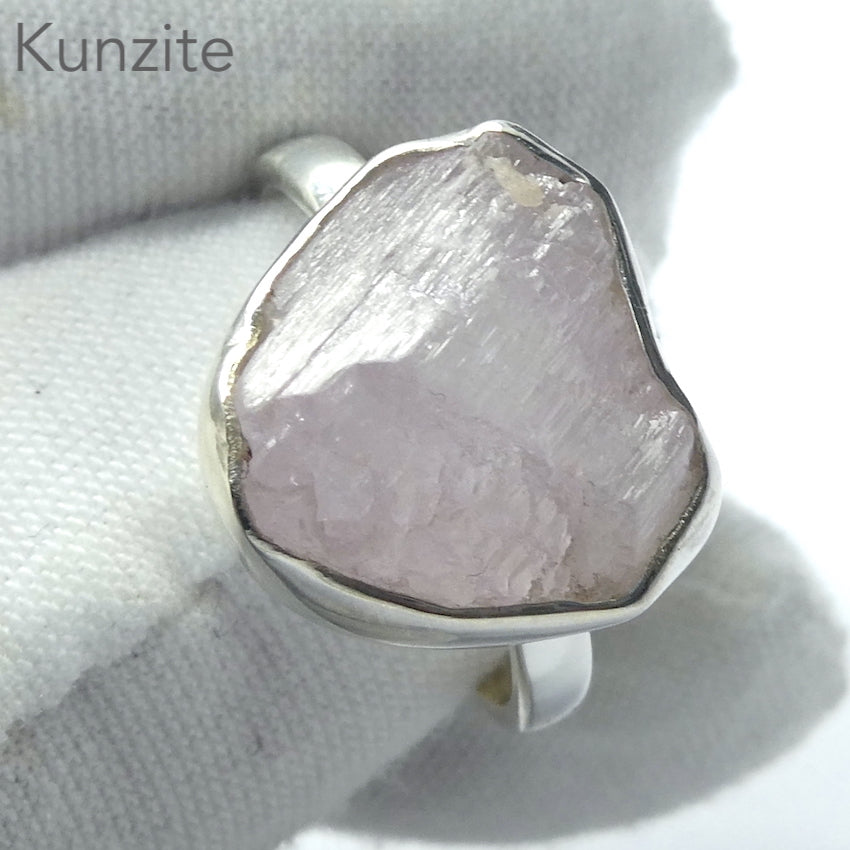 Kunzite Ring | Raw Natural Uncut Nugget | 925 Sterling Silver | Bezel Set | US Size 10 | AUS Size T1/2 | Wisdom of the Heart | Taurus Scorpio Leo | Genuine Gems from Crystal heart Melbourne Australia since 1986