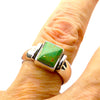 Ring Turquoise Oblong 925 Silver Large Size | Unisex | Wide Solid Band | Crystal Heart Melbourne Australia since 1986