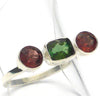 Delicate Ring, Red & Green Faceted Tourmaline Gemstones | 925 Sterling Silver | US Size 8 | Crystal Heart Melbourne Australia since 1986