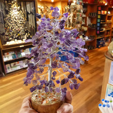 Load image into Gallery viewer, Approx 300 Amethyst chips individually drilled and attached with silver wire | Adjustable Foliage | Bonsai Tree of Life | Crystal Heart Melbourne Australia since 1986