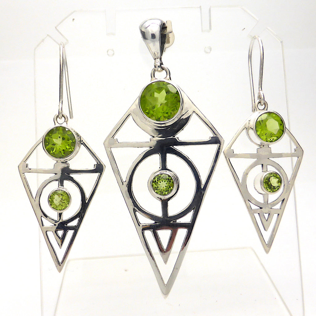 Peridot Earring, Sacred Geometry, 925 Silver kt1