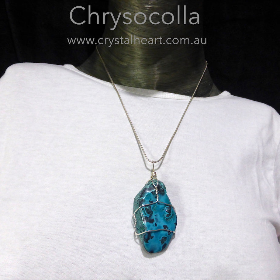 Chrysocolla Raw Nugget Pendant | Large Raw Natural | Crystal Heart Melbourne Australia since 1986