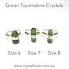 Raw Tourmaline Ring | Clear Green Uncut Crystal  | Nice Sharp Lines | 925 Sterling Silver | US Size 6, 7, 8, 9, 10 | Crystal Heart Melbourne since 1986