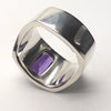 Amethyst Ring | AAA Flawless rectangular stone | Sterling Silver | US Size 7.5 or 8.5 | AUS Size O1/2 or Q 1/2 | Italian Design | Angular Post Modern | Unisex | Stone of Meditation, purifying | Genuine Gems from Crystal Heart Melbourne Australia since 1986