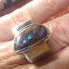 Ammolite Ring Freeform Cabochon | 925 Sterling Silver | Iridescent Fossil Ammonite from Canada with Opalescent appearance | Canadian Gemstone | Postmodern design | Genuine gems from Crystal Heart Melbourne Australia since 1986