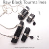 Tourmaline Necklace with Black Raw Crystals, 925 Silver kt