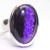 Sugilite or Luvulite Ring | Oval Cabochon | Light and Dark sides with chatoyancy | Beautifully Handcrafted in 925 Sterling Silver | US Size 7.5 | AUS UK Size O 1/2 | Genuine S. African Natural Stone | Activate Spiritual Vision | Crystal Heart Melbourne Australia since 1986 | Prof Sugi | Mt Fuji Japan 1947 | S.Africa 1986