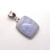 Blue Lace Agate Pendant | Oblong Cabochon | 925 Sterling Silver | Besel Set | Hinged Bale | Delicate Sky blue | Throat Chakra | Unblock communication & all forms of expression  | Genuine Gems from Crystal Heart Melbourne Australia since 1986