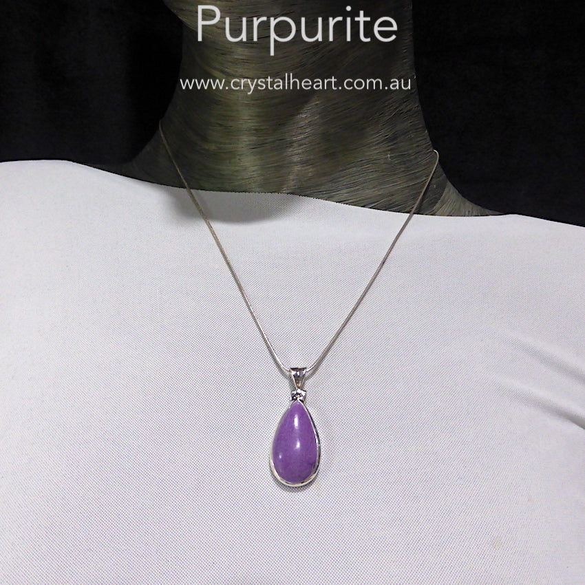 Purpurite Pendant | Teardop Cabochon | 925 Sterling Silver | Iron Manganese Phosphate | Connect your Soul and liberate | Genuine Gems from Crystal Heart Melbourne Australia since 1986